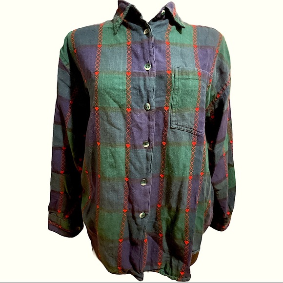 Vintage Tops - Vintage Cottagecore Flannel Shirt